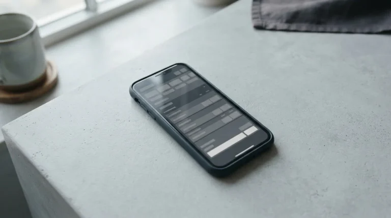 Smartphone mit neutraler Wett-App-Oberfläche auf hellem Untergrund