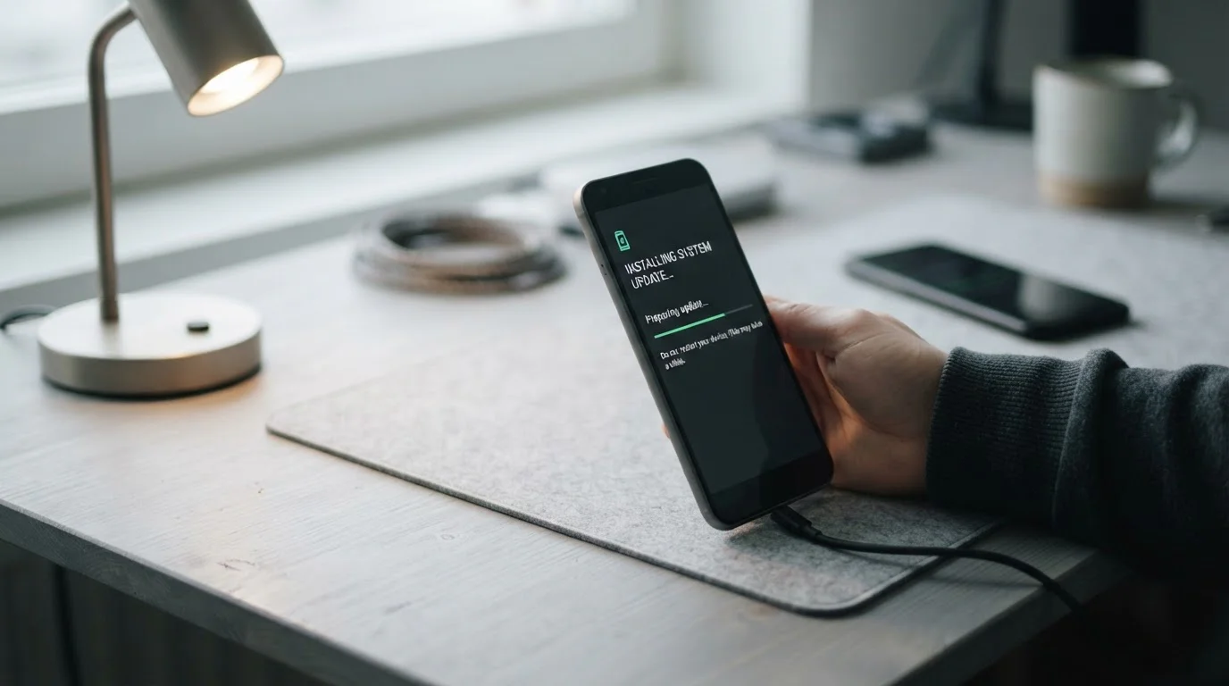 Android-Smartphone während des App-Installationsvorgangs
