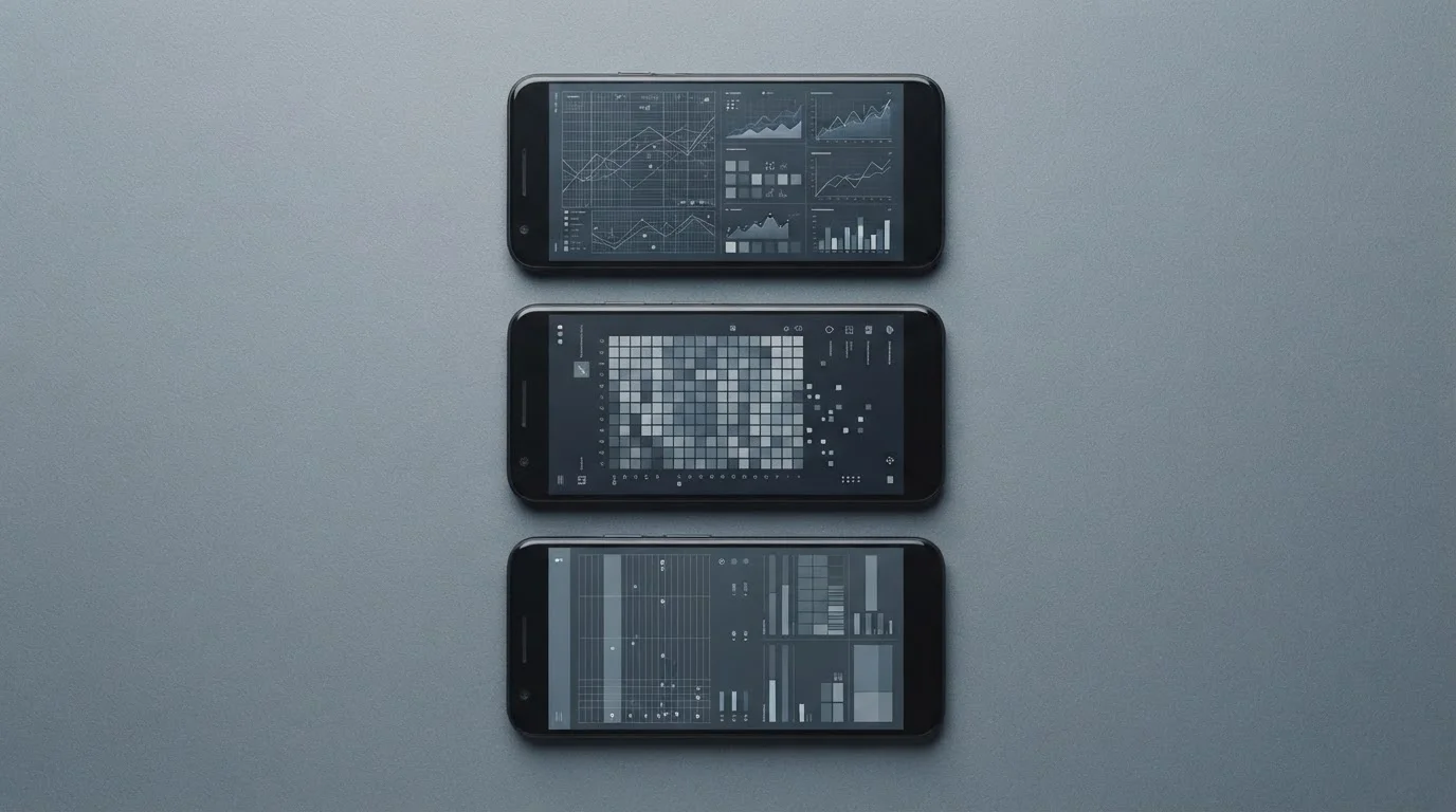 Mehrere Android-Geräte nebeneinander im technischen Vergleichstest
