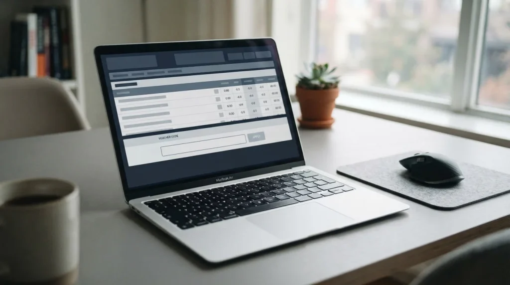 Neosurf-Wettanbieter auf Laptop-Bildschirm mit abstraktem Interface und neutraler Eingabemaske