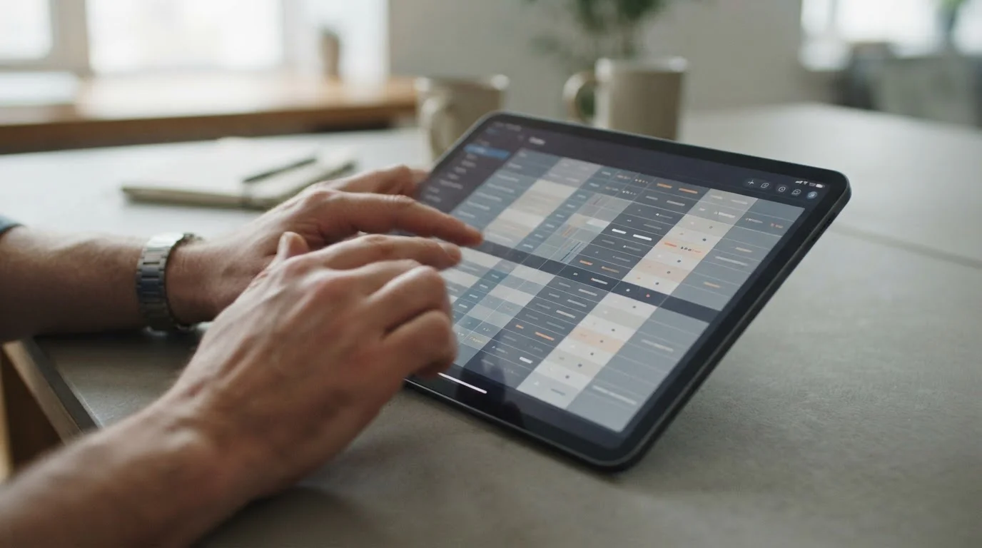 Übersichtstabelle mit Wettanbietern auf Tablet-Bildschirm