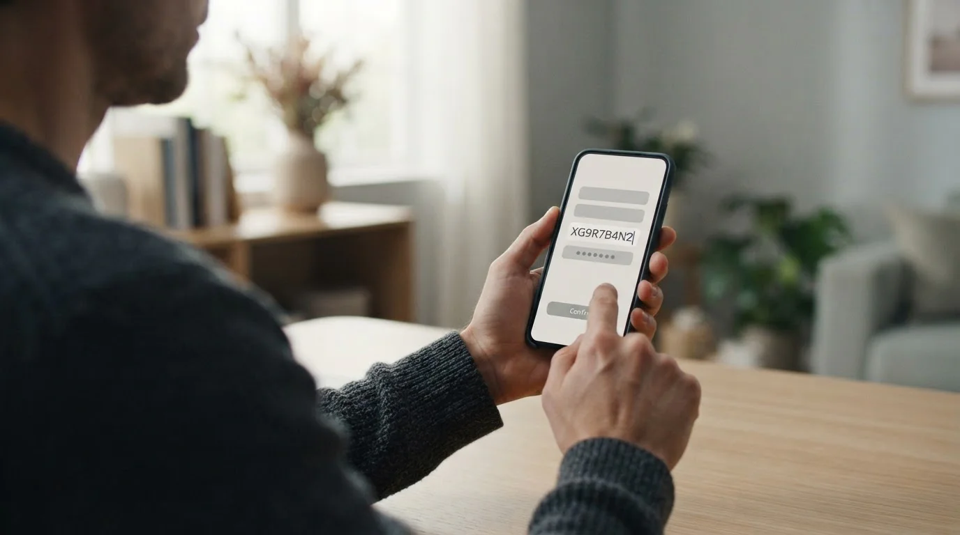 Hände geben Code an Smartphone ein zur Einzahlung beim Wettanbieter
