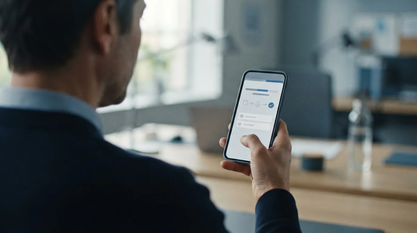 Smartphone mit E-Wallet-Interface und Gebührenübersicht auf dem Display