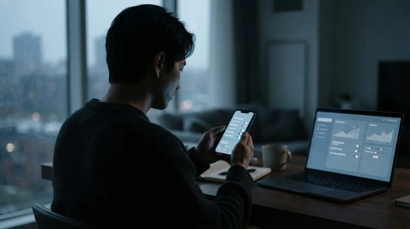 Person setzt Limits in neutraler App-Oberfläche