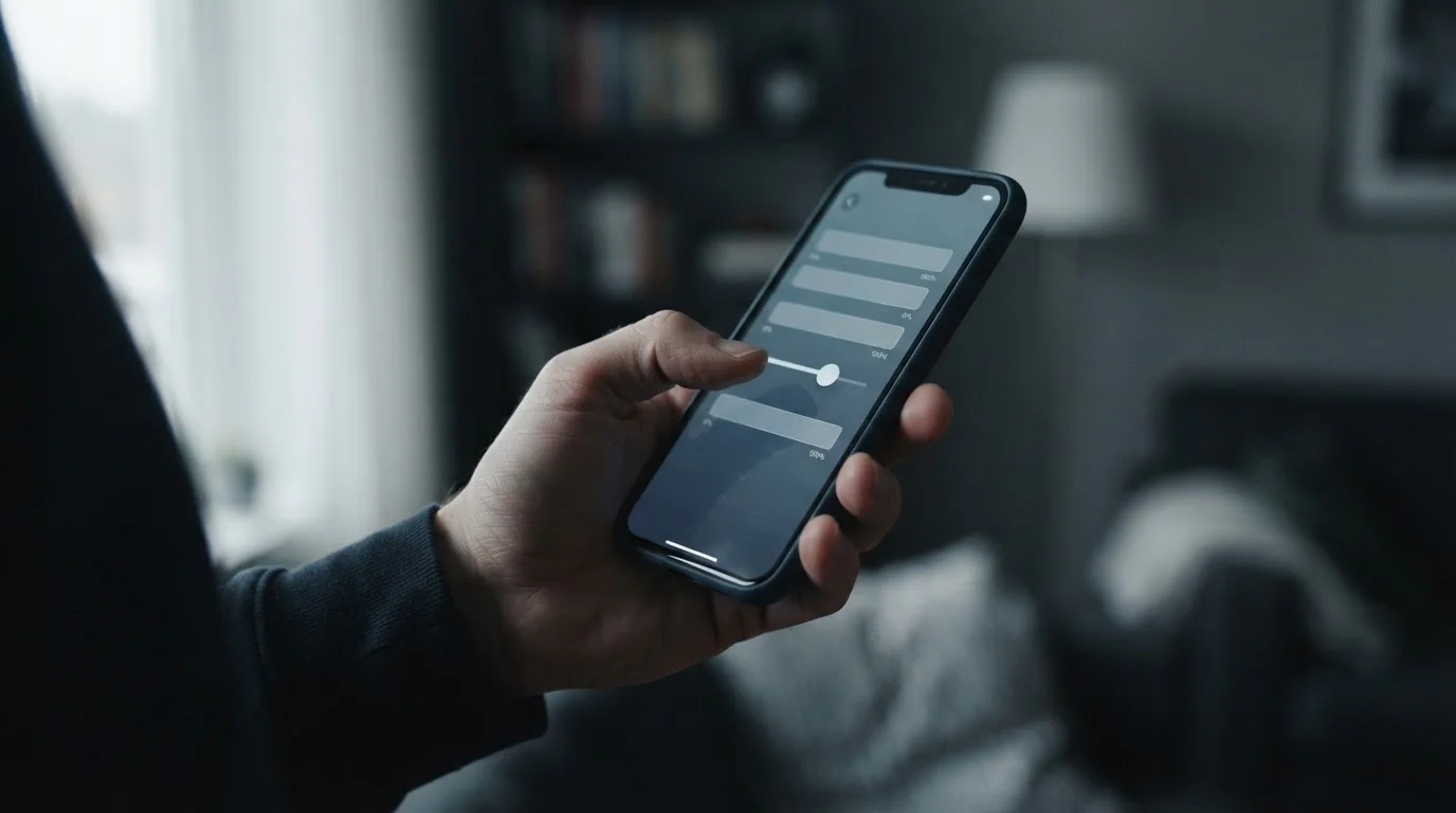Hand, die ein monatliches Limit in einer neutralen App-Oberfläche einstellt