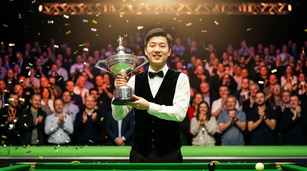 Zhao Xintong mit WM-Trophäe – erster asiatischer Snooker-Weltmeister